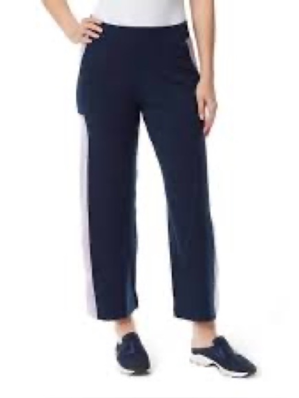 Anne Klein Navy and Lavender Colorblock Joggers